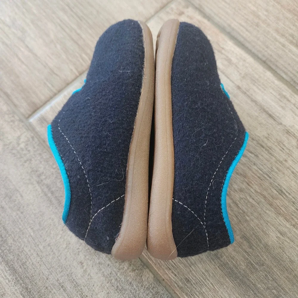 See Kai Run Cruz II Slipper Kid 7 Navy Blue Wool Felt Faux Fur Indoor House